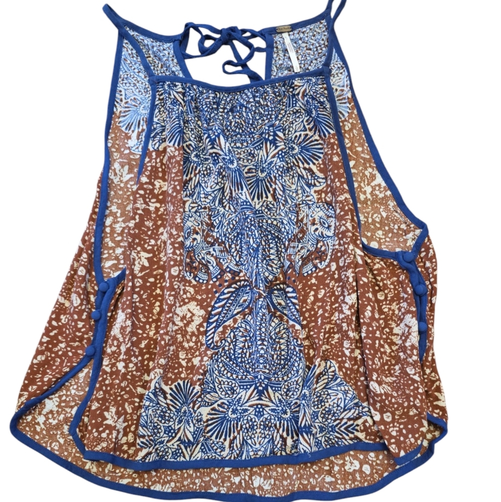 Free People White Asymmetrical Tie Front Tank Top